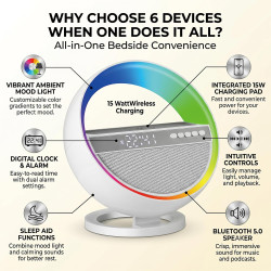 6-in-1 LED Alarm Clock | Pxujoqecg | Bluetooth Speaker &amp; Charger