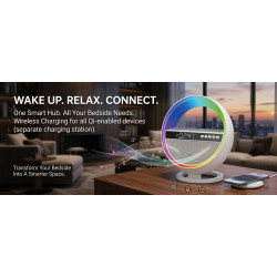 6-in-1 LED Alarm Clock | Pxujoqecg | Bluetooth Speaker &amp; Charger