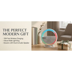6-in-1 LED Alarm Clock | Pxujoqecg | Bluetooth Speaker &amp; Charger