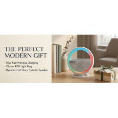 6-in-1 LED Alarm Clock | Pxujoqecg | Bluetooth Speaker &amp; Charger