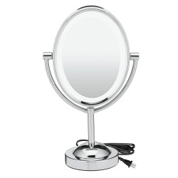 Conair Lighted Makeup Mirror, LED Vanity Mirror, 1X/7X Magnifying Mirror, Double Sided, Corded in Polished Chrome
