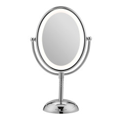 Conair Lighted Makeup Mirror, LED Vanity Mirror, 1X/7X Magnifying Mirror, Double Sided, Corded in Polished Chrome