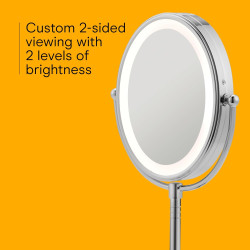 Conair Lighted Makeup Mirror, LED Vanity Mirror, 1X/7X Magnifying Mirror, Double Sided, Corded in Polished Chrome