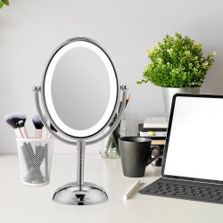 Conair Lighted Makeup Mirror, LED Vanity Mirror, 1X/7X Magnifying Mirror, Double Sided, Corded in Polished Chrome