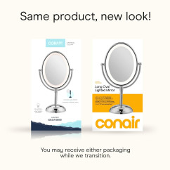 Conair Lighted Makeup Mirror, LED Vanity Mirror, 1X/7X Magnifying Mirror, Double Sided, Corded in Polished Chrome