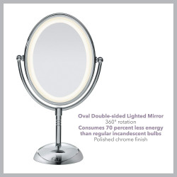 Conair Lighted Makeup Mirror, LED Vanity Mirror, 1X/7X Magnifying Mirror, Double Sided, Corded in Polished Chrome