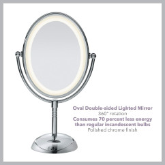 Conair Lighted Makeup Mirror, LED Vanity Mirror, 1X/7X Magnifying Mirror, Double Sided, Corded in Polished Chrome