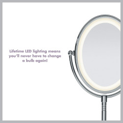 Conair Lighted Makeup Mirror, LED Vanity Mirror, 1X/7X Magnifying Mirror, Double Sided, Corded in Polished Chrome