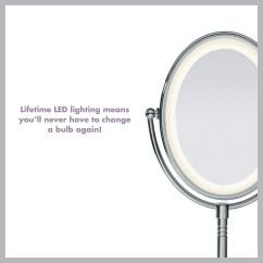 Conair Lighted Makeup Mirror, LED Vanity Mirror, 1X/7X Magnifying Mirror, Double Sided, Corded in Polished Chrome