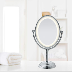 Conair Lighted Makeup Mirror, LED Vanity Mirror, 1X/7X Magnifying Mirror, Double Sided, Corded in Polished Chrome