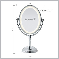 Conair Lighted Makeup Mirror, LED Vanity Mirror, 1X/7X Magnifying Mirror, Double Sided, Corded in Polished Chrome