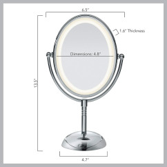 Conair Lighted Makeup Mirror, LED Vanity Mirror, 1X/7X Magnifying Mirror, Double Sided, Corded in Polished Chrome