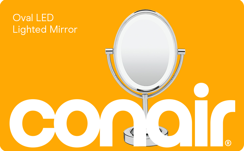 Conair Lighted Makeup Mirror, LED Vanity Mirror, 1X/7X Magnifying Mirror, Double Sided, Corded in Polished Chrome
