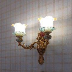 Luxury Living Room Wall Light European Rustic Zinc Alloy Carved Stair Case Glass Shade Mirror Front Bedroom Wall Lamps img 5