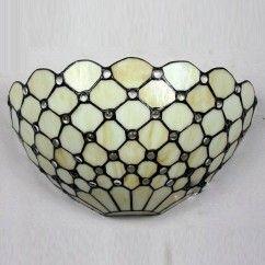 Tiffany Beige Lattice Corridor Wall Lights Bedroom Bedsides Semi European Wall Sconce Beads Balcony Hallway Wall Light 2