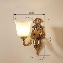 Chinese Copper Living Room Wall Lights Frosted Glass Study Room Wall Lamp Bedroom Bedsides Stair Case Corridor Wall Lamps 7