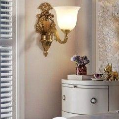 Chinese Copper Living Room Wall Lights Frosted Glass Study Room Wall Lamp Bedroom Bedsides Stair Case Corridor Wall Lamps 12